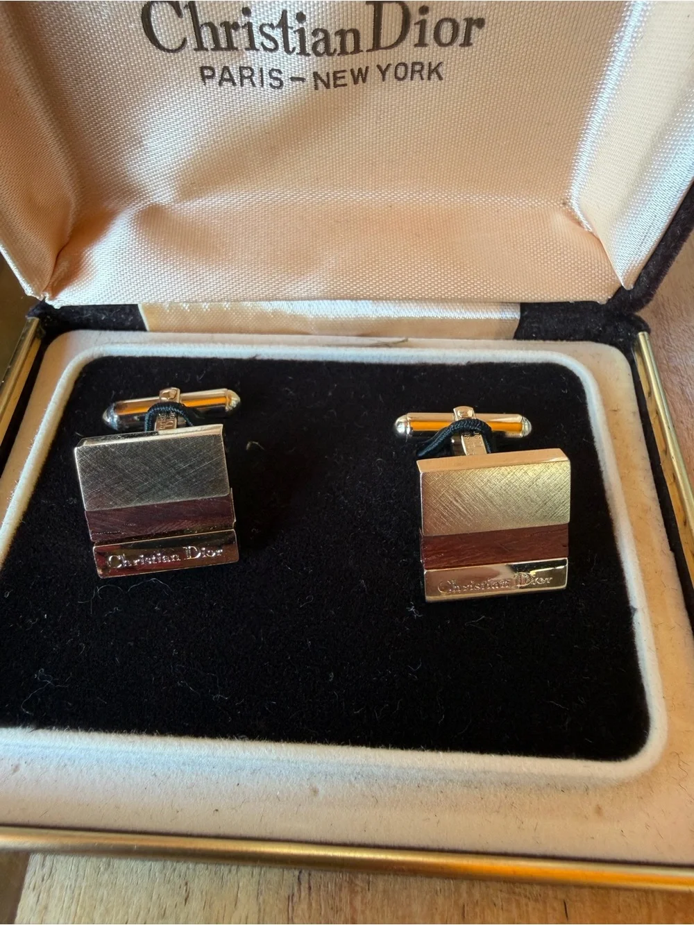 Vintage Christian Dior Men’s Cuff Links in box.